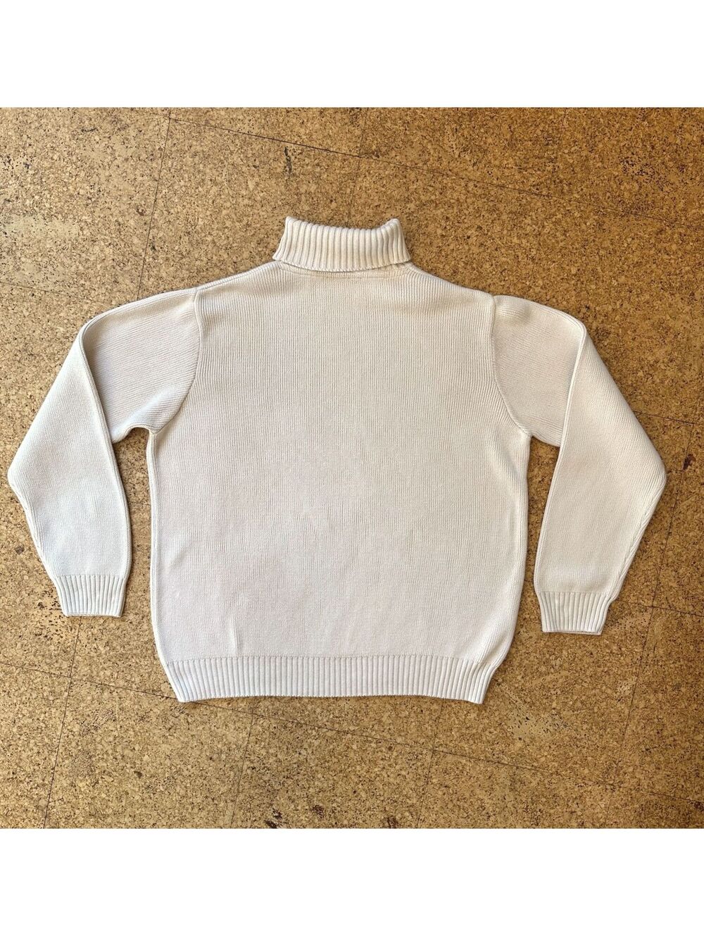 Paul James Beige Heavyweight Cotton Fisherman Turtleneck Sweater Women's XL EUC